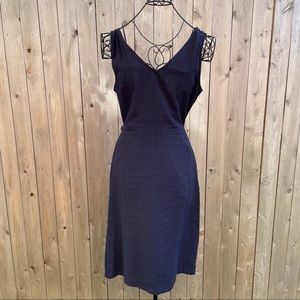 Le Lis Open Back Dress Navy Blue Bow Size Medium